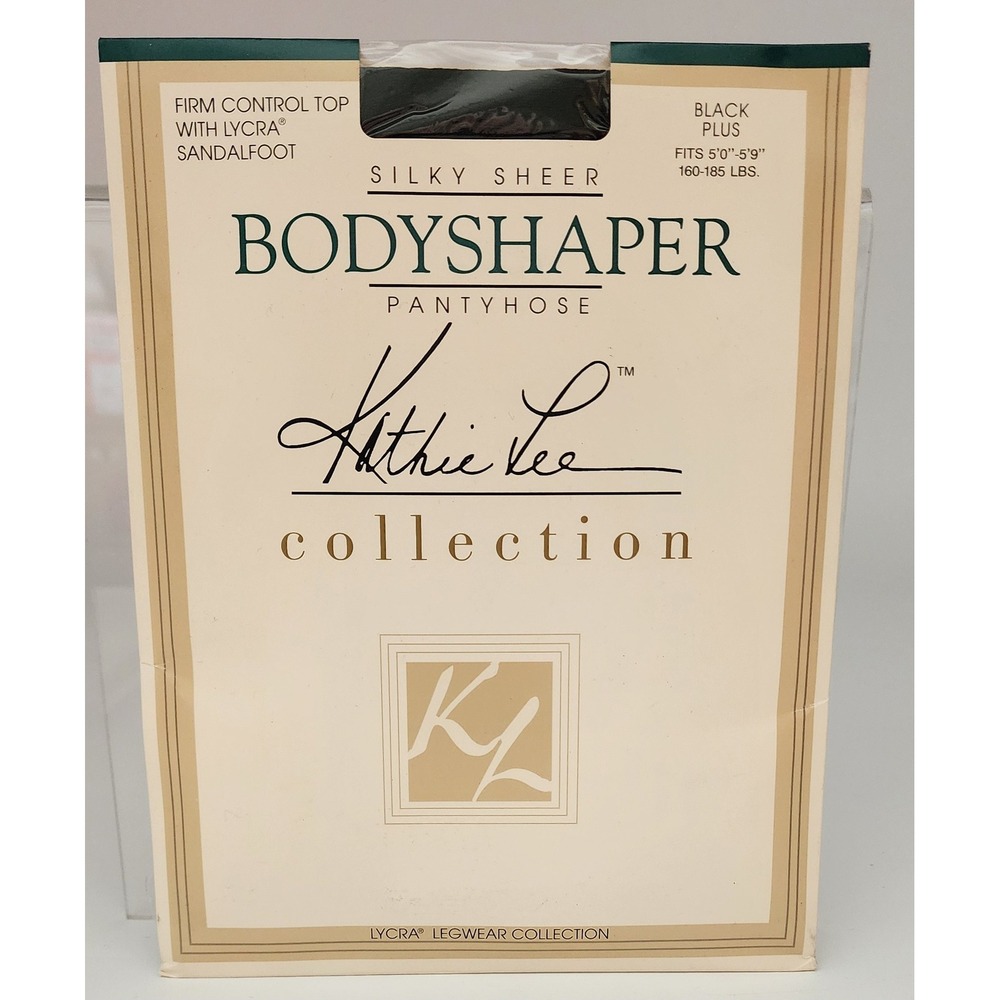 Kathie Lee Bodyshaper Pantyhose Women Plus Black NEW Silky Sheer Firm Control